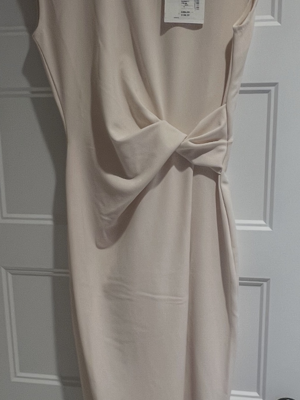 Tanya Taylor Soft Cream Twist-Detail Midi Dress